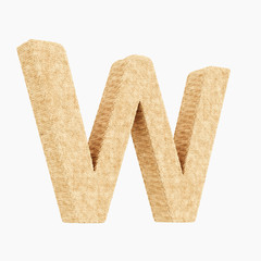 3d rendered woven wicker upper case w on pure white.