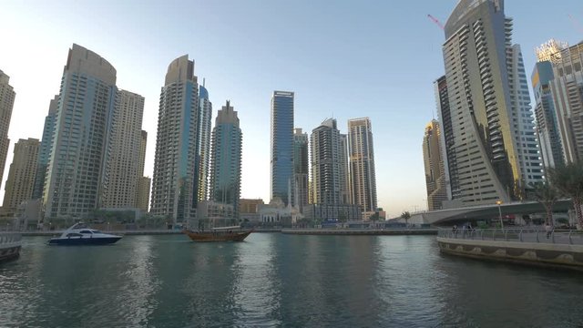 Boats and skyscrapers in Dubai Marina