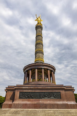 Victory Column, famous sight in Berlin city, Germany. Impressive Siegessaule monument with golden angel on top
