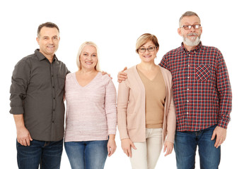 Fototapeta premium Happy senior couples on white background
