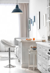Modern kitchen interior in light apartment
