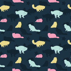 Seamless Pattern of Cat Silhouette Wallpaper Background