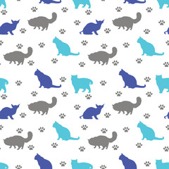 Obraz premium Seamless Pattern of Cat Silhouette Wallpaper Background