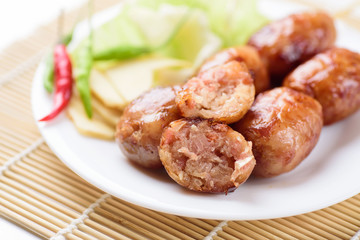 Thai sausage (Isan sausage), popular Northeastern food in Thailand