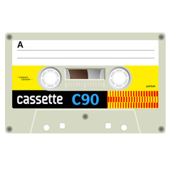 Old fashion cassette tape design, retro technology illustration.