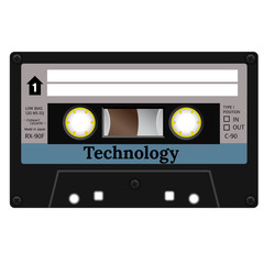 Old fashion cassette tape design, retro technology illustration.