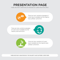 palm tree flat, commodities, oops presentation design template in orange, green, yellow colors with horizontal and rounded shapes