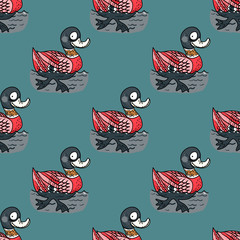 Funny duck swim seamless pattern. Original design for print or digital media.