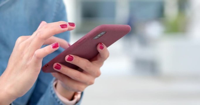 Woman touch on mobile phone