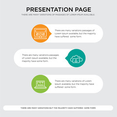 0 and 1 computing laptop,, Cloud backup, computer, computing machine presentation design template in orange, green, yellow colors with horizontal and rounded shapes