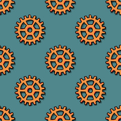 Gear wheel seamless pattern. Original design for print or digital media.