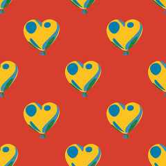 Heart shape balloon seamless pattern. Original design for print or digital media.