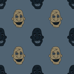 African man funny face seamless pattern. Original design for print or digital media.