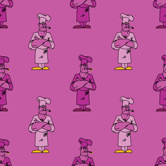 Funky chef seamless pattern. Original design for print or digital media.