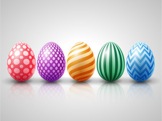 Fototapeta na wymiar Collection of colorful easter eggs on a white background