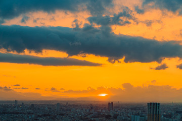Twilight cityscape panorama.