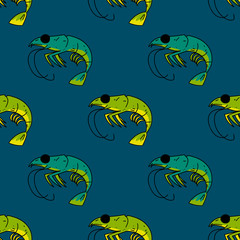 Shrimp seamless pattern. Original design for print or digital media.