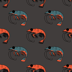 Shrimp seamless pattern. Original design for print or digital media.