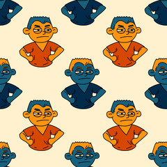 Suspicious guy seamless pattern. Original design for print or digital media.