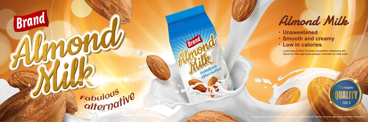 Almond milk ads - obrazy, fototapety, plakaty
