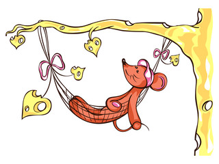 mouse girl lies in a hammock