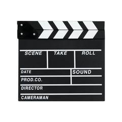Fototapeta premium Movie clapper isolated on white background.