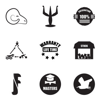 Set Of 9 simple editable icons such as heron, masters degree, free stock,, lifetime warranty, swim bike run, 100% satisfaction, psi, rams, can be used for mobile, web UI