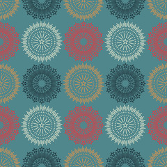 Fire work flowers symmetry seamless pattern. Suitable for screen, print and other media.