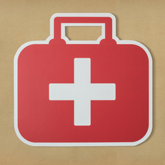 Obraz premium First aid bag paper craft icon