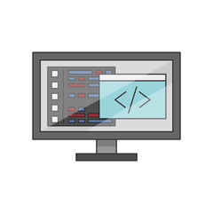 Illustration of a monitor with software on the desktop