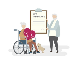 Illustration of seniors with life insurance