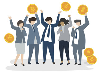 Illustrated corporate business people