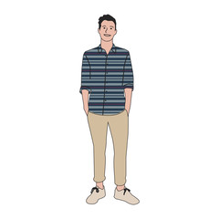 Illustrated mature man with casual wear