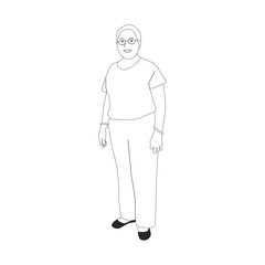 Illustrated mature woman standing alone