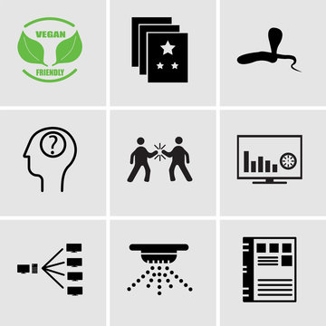 Set Of 9 Simple Editable Icons Such As Catalogue, Sprinkler, Intranet, Dashboard Images, High Five, Curiosity, Cobra, Memory Game, Vega, Can Be Used For Mobile, Web UI