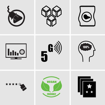Set Of 9 simple editable icons such as memory game, vega, customer loyalty, IQ, 5g, dashboard images, bag of chips, modulalr de, plug and play, can be used for mobile, web UI