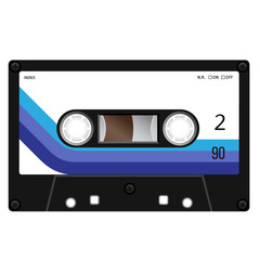 Plastic audio cassette tape. Realistic illustration on white.