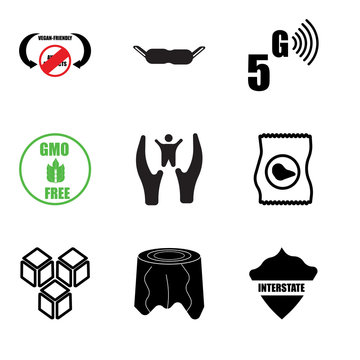 Set Of 9 simple editable icons such as interstate, tree stump, modulalr de, bag of chips, baby safe i, gmo free, 5g, augmented reality, vegan friendly, can be used for mobile, web UI