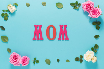 Mother's day celebration theme with MOM letters