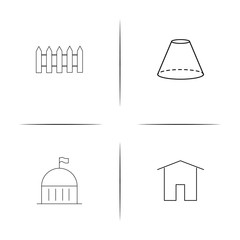 Buildings And Constructions simple linear icons set. Outlined vector icons