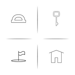 Buildings And Constructions simple linear icons set. Outlined vector icons