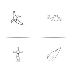 Food And Drink simple linear icons set. Outlined vector icons