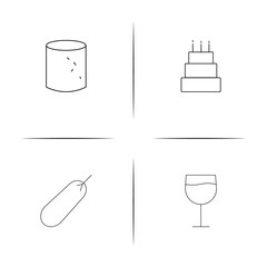 Food And Drink simple linear icons set. Outlined vector icons