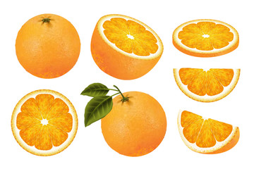 Fresh orange fruit set