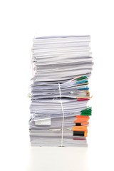 Stack of business document papers  isolated on white background