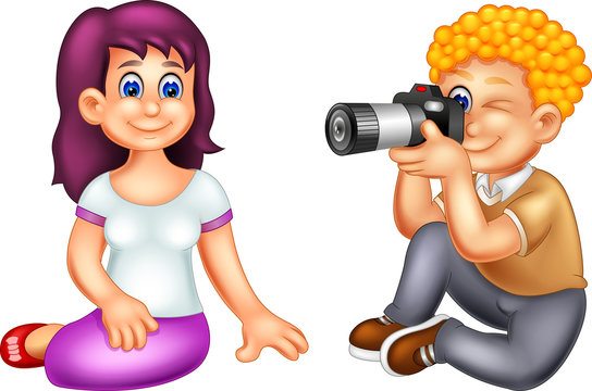 funny photographer with actrees cartoon 