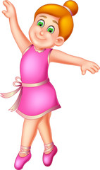 funny ballerina cartoon in action with smile and waving