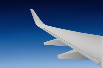 Wing an airplane in the clear sky. Vector illustration.