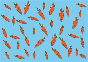 Carrot on blue backgroun.