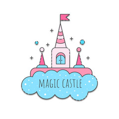 A magical castle. Vector illustration on white background